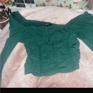 green offshoulder lace longsleeve